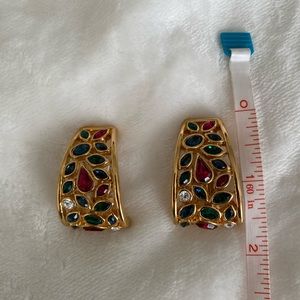 Nina Ricci clip earrings. Gorgeous classy colourful crystals